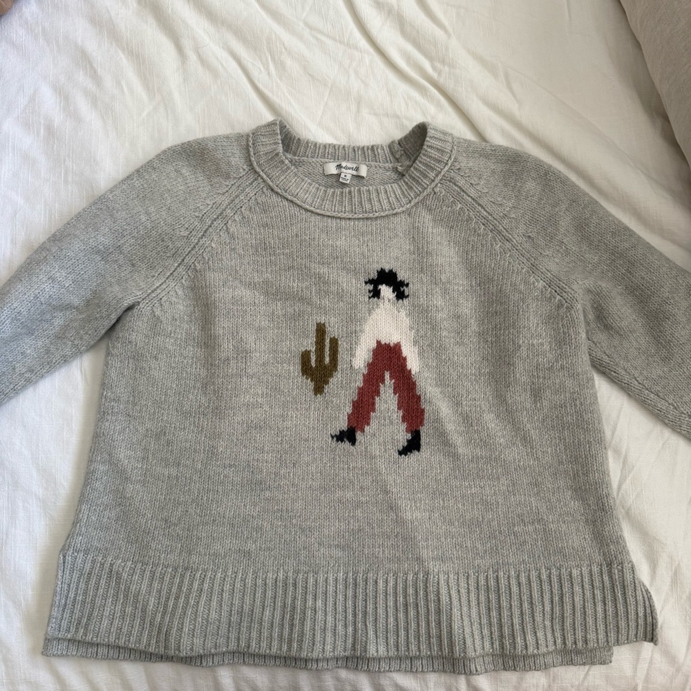 Madewell Gray Sweater with Graphic Design